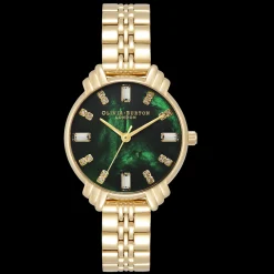 Relogio Art Deco Verde Esmeralda Aco Dourado-Olivia Burton Online