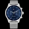 Relogio Azul Aco Malha Milanesa-Tommy Hilfiger Watches New