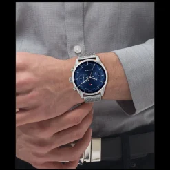 Relogio Azul Aco Malha Milanesa-Tommy Hilfiger Watches New