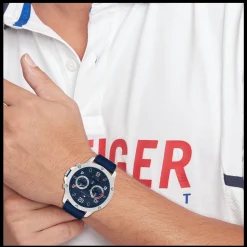 Relogio Azul Aco Pele Azul-Tommy Hilfiger Watches Cheap