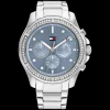 Relogio Azul Aco Prateado E Cristais-Tommy Hilfiger Watches Cheap