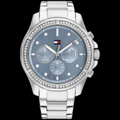 Relogio Azul Aco Prateado E Cristais-Tommy Hilfiger Watches Cheap