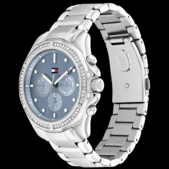 Relogio Azul Aco Prateado E Cristais-Tommy Hilfiger Watches Cheap