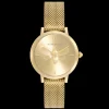 Relogio Bee Ultra Slim Aco Ip Dourado Milanesa-Olivia Burton New
