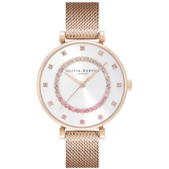 Relogio Belgrave Tbar Aco Dourado Rosa Milanesa-Olivia Burton Store