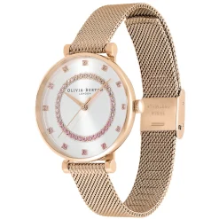 Relogio Belgrave Tbar Aco Dourado Rosa Milanesa-Olivia Burton Store