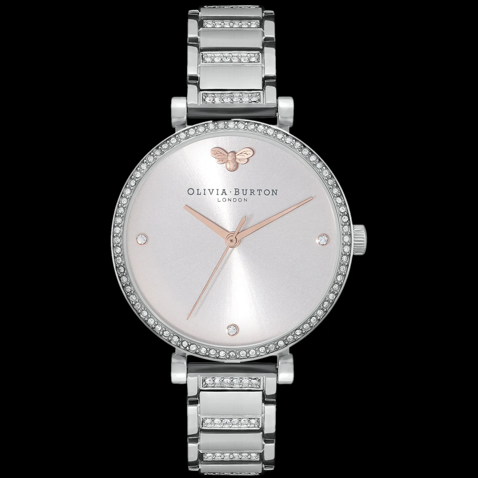 Relogio Belgrave Tbar Prateado Aco E Cristais-Olivia Burton Shop