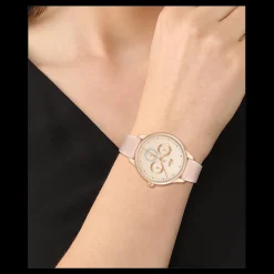 Relogio Birdie Aco Dourado Rosa Pele Rosa-Lacoste Best