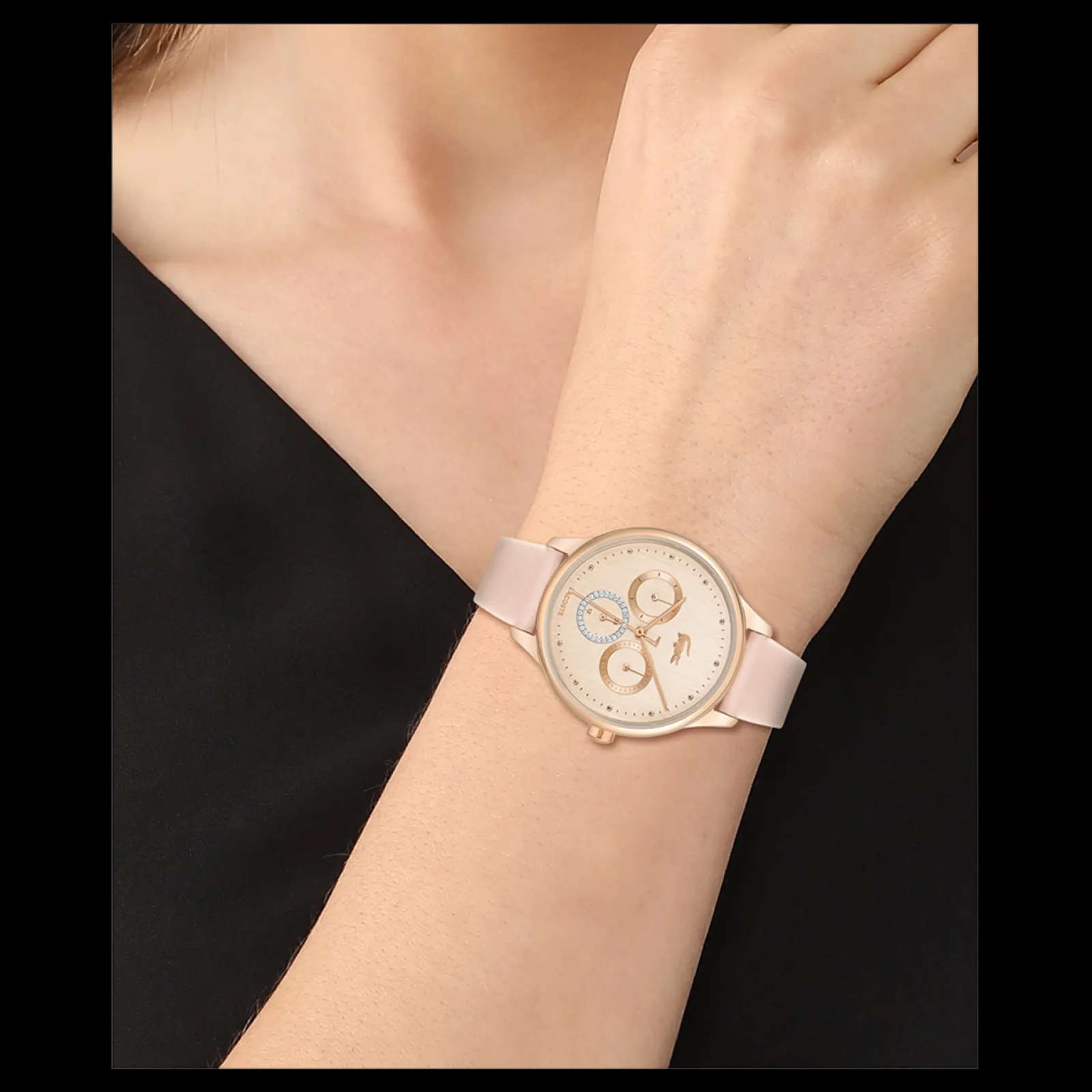 Relogio Birdie Aco Dourado Rosa Pele Rosa-Lacoste Best