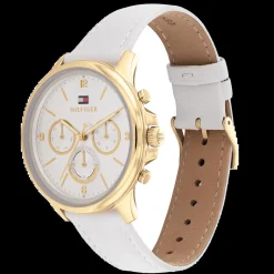 Relogio Branco Aco Dourado Pele Branca-Tommy Hilfiger Watches Best Sale