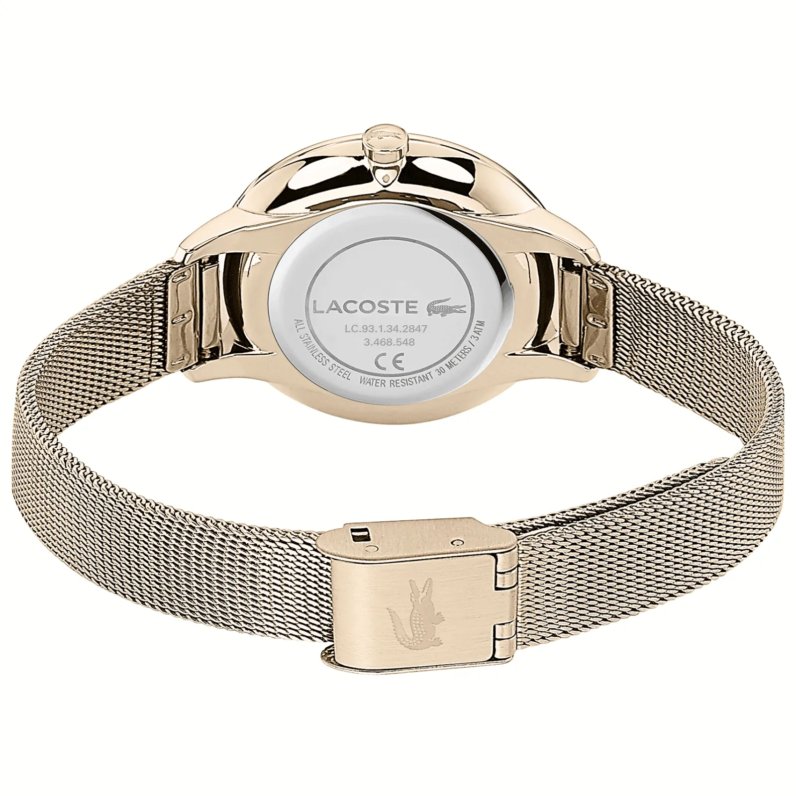 Relogio Cannes Aco Dourado Rosa Malha-Lacoste Best Sale