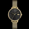 Relogio Cannes Aco Dourado Preto Malha-Lacoste Cheap