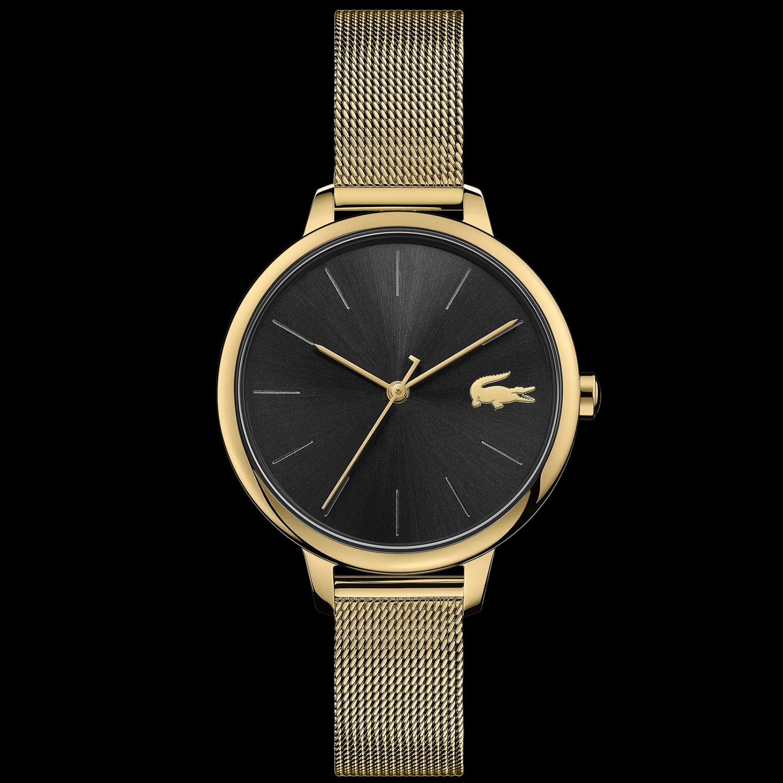 Relogio Cannes Aco Dourado Preto Malha-Lacoste Cheap