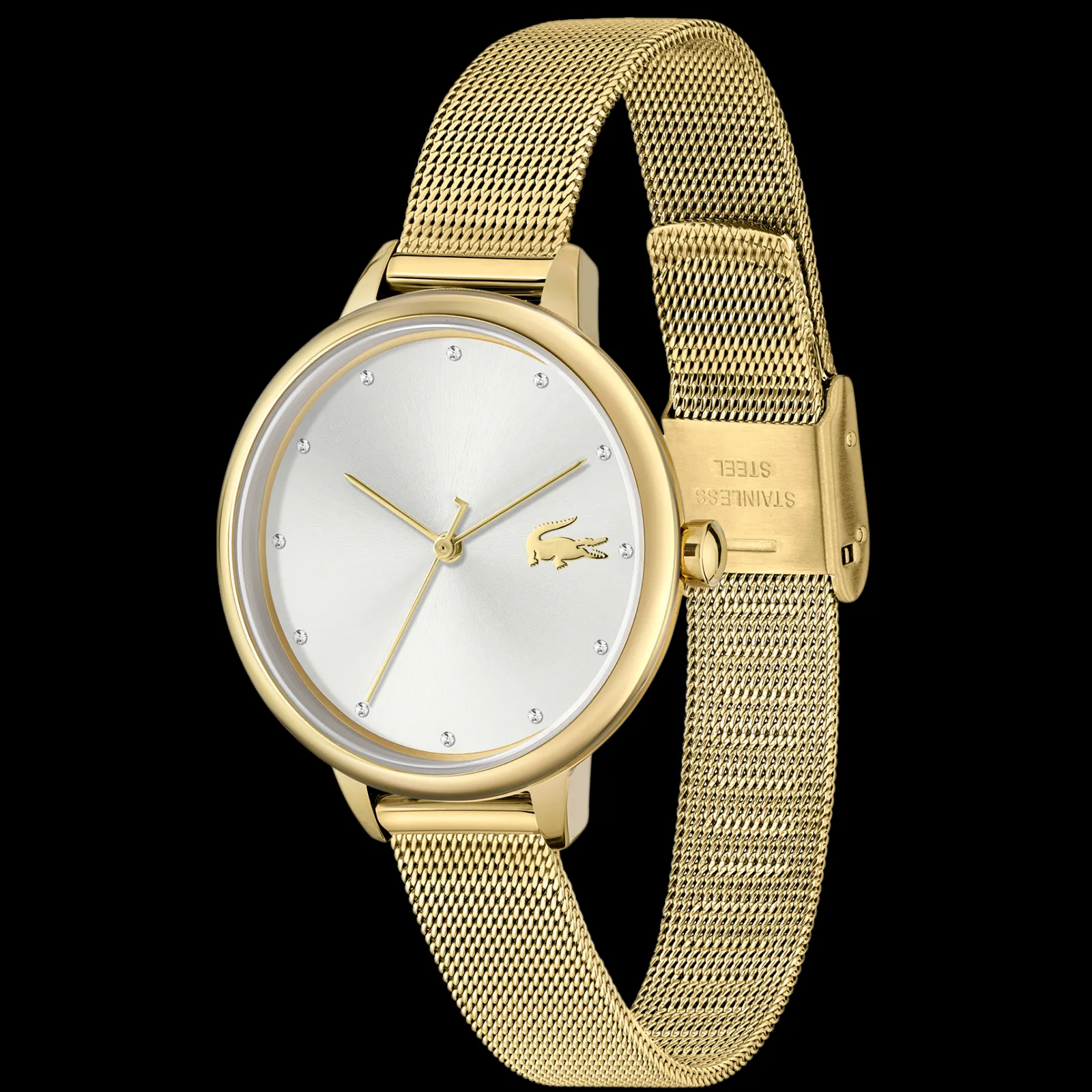 Relogio Cannes Aco Dourado Malha Milanesa-Lacoste New