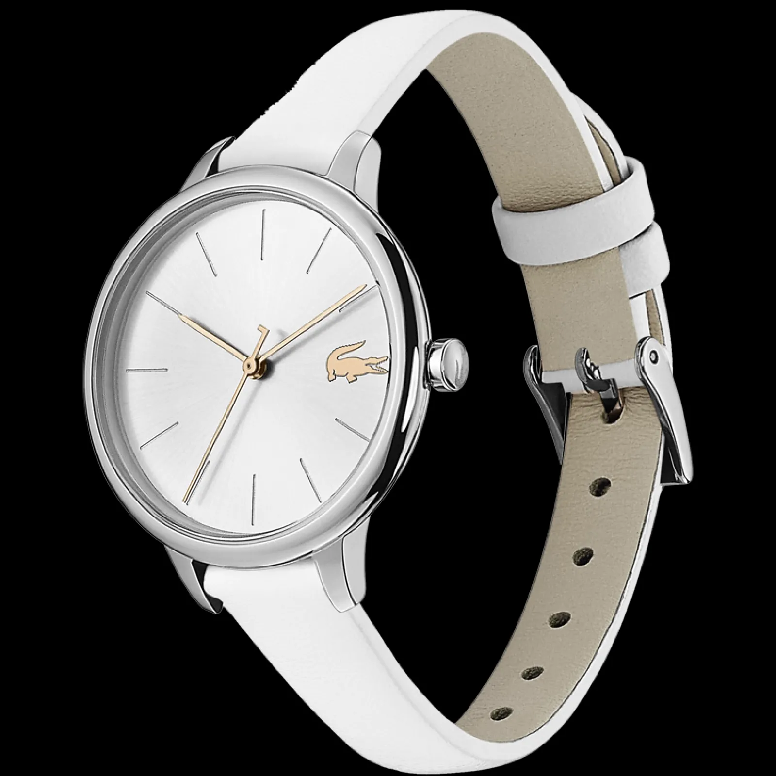 Relogio Cannes Aco Pele Branca-Lacoste Clearance