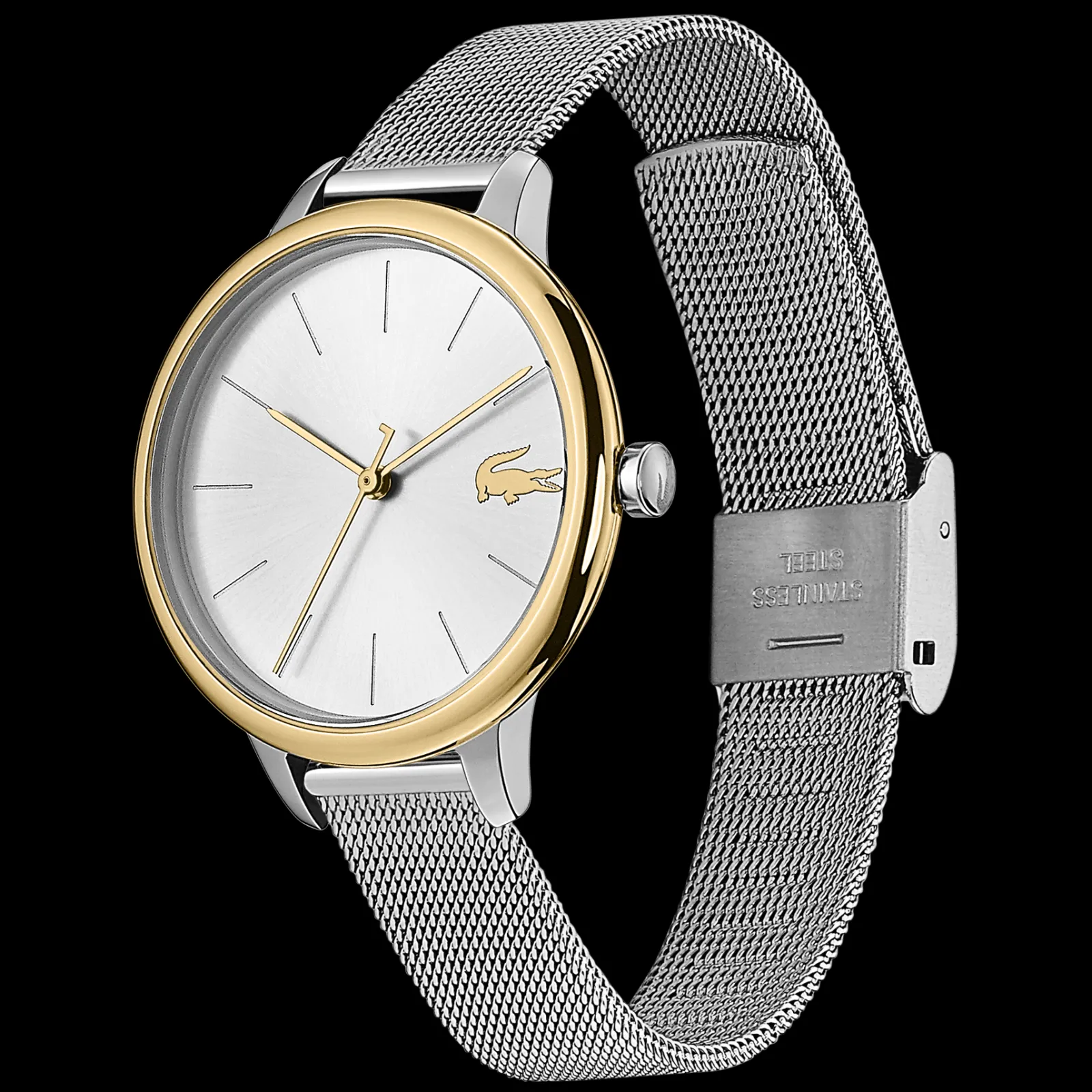 Relogio Cannes Aco Prateado Dourado Malha-Lacoste Sale