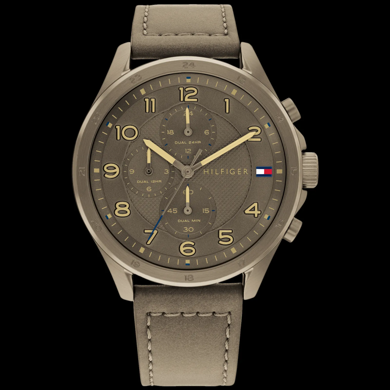 Relogio Caqui Aco Pele Castanha-Tommy Hilfiger Watches New