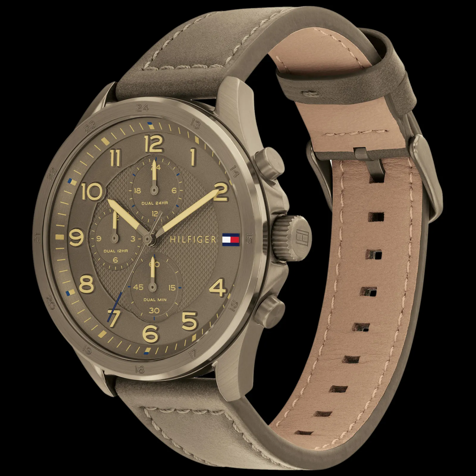 Relogio Caqui Aco Pele Castanha-Tommy Hilfiger Watches New