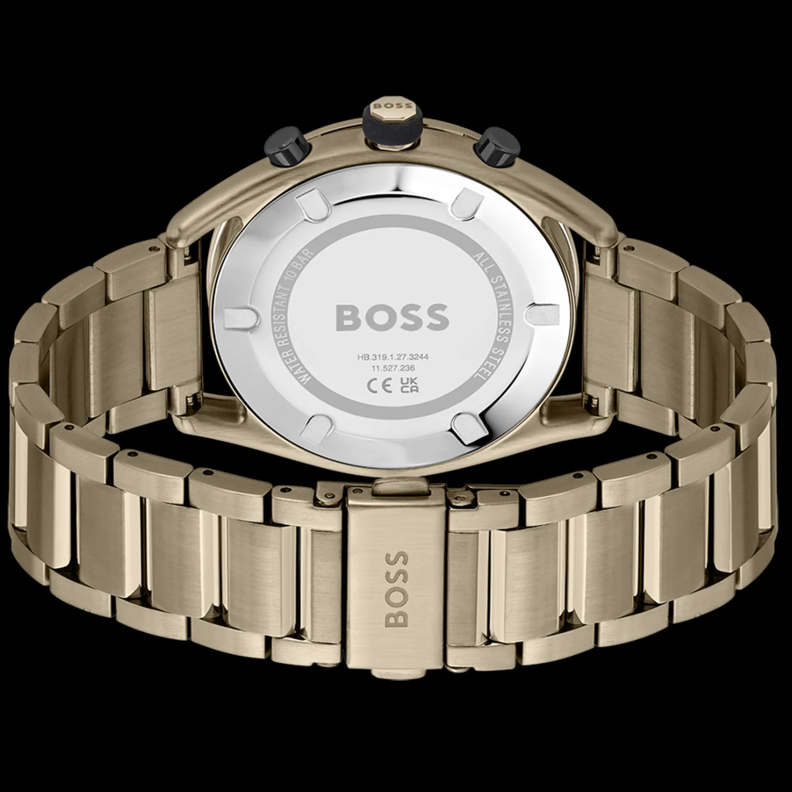 Relogio Center Court Cronografo Preto Aco Bege-Boss Watches Flash Sale