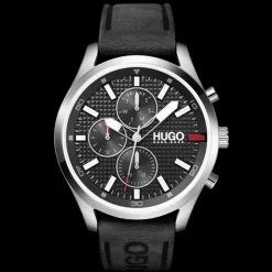 Relogio #Chase Aco Pele Preta-Hugo Fashion
