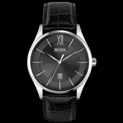 Relogio Distinction Aco Preto Pele-Boss Watches Best Sale