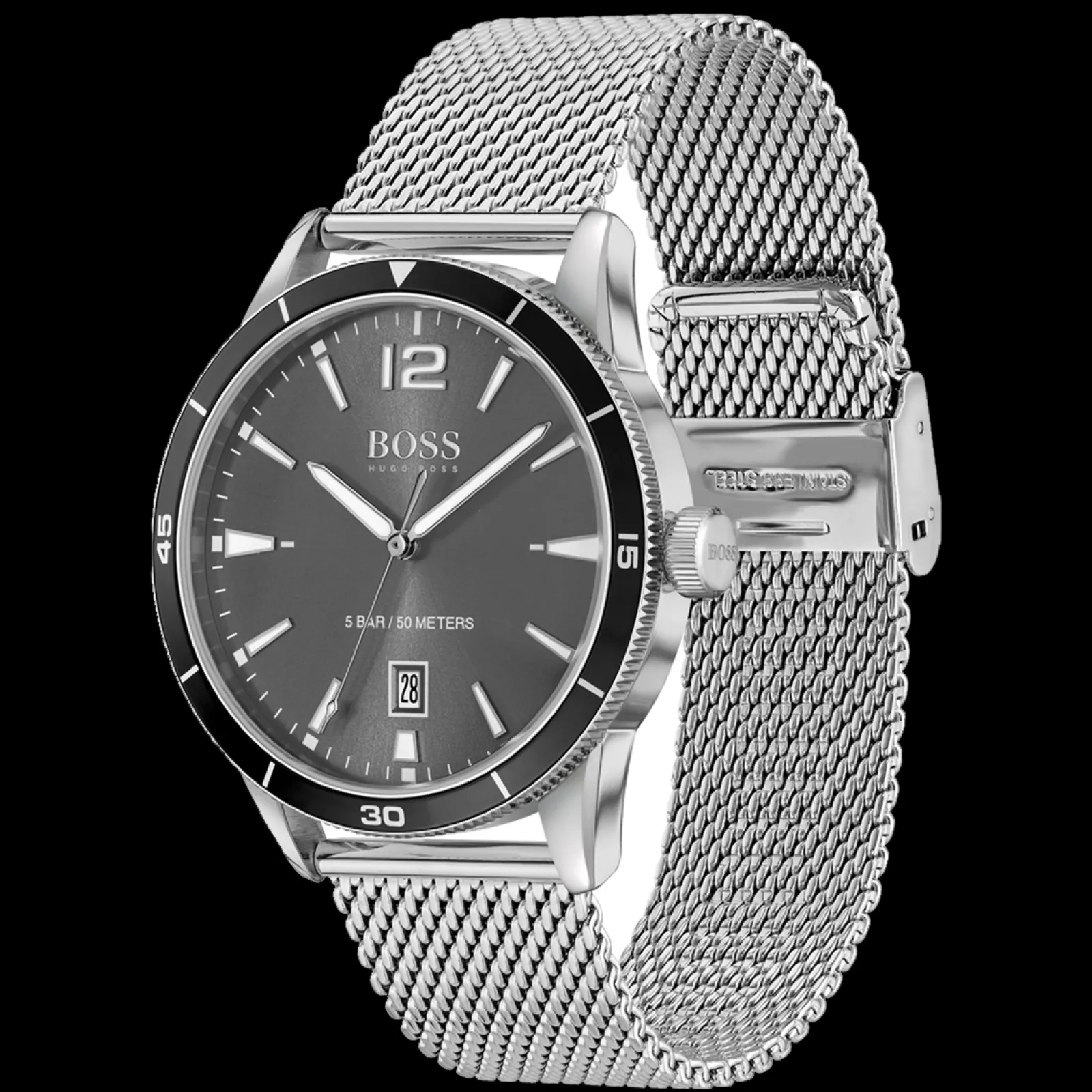 Relogio Drifter Aco Malha Milanesa-Boss Watches Flash Sale