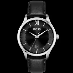 Relogio Elite Preto Aco E Pele Preta-Boss Watches Best