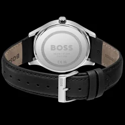 Relogio Elite Preto Aco E Pele Preta-Boss Watches Best