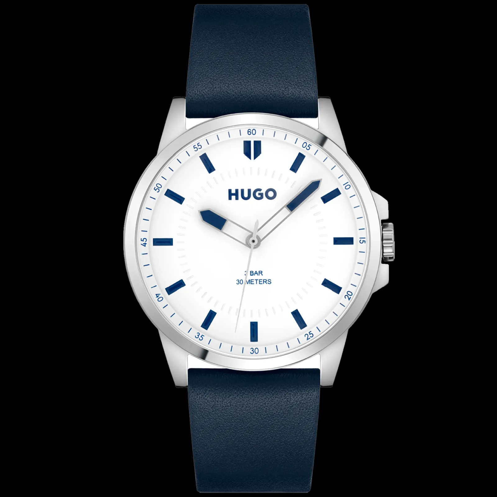 Relogio #First Aco Pele Azul-Hugo Discount