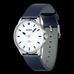 Relogio #First Aco Pele Azul-Hugo Discount