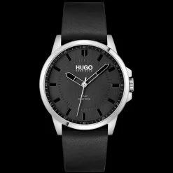 Relogio #First Aco Pele Preta-Hugo Online