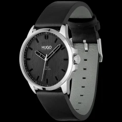 Relogio #First Aco Pele Preta-Hugo Online