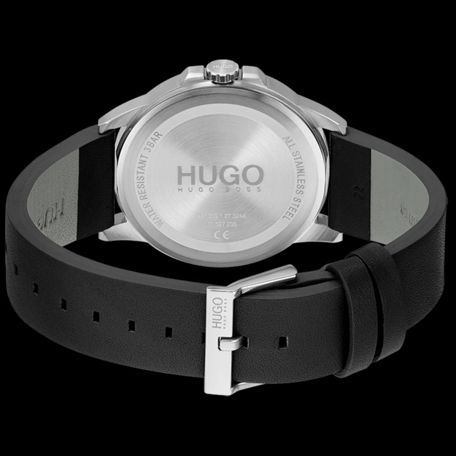 Relogio #First Aco Pele Preta-Hugo Online