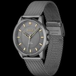 Relogio #First Cinzento Aco Malha Milanesa-Hugo New