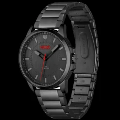 Relogio #First Preto Aco E Ip Preto-Hugo Clearance