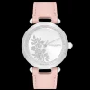 Relogio Floral T-Bar Aco E Cristais E Pele Rosa-Olivia Burton Fashion
