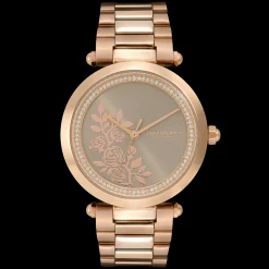 Relogio Floral T-Bar Aco Ip Dou. Rosa E Cristais-Olivia Burton New