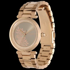 Relogio Floral T-Bar Aco Ip Dou. Rosa E Cristais-Olivia Burton New