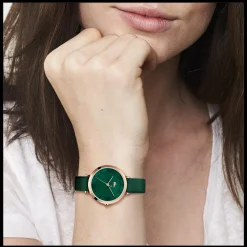 Relogio Geneva Aco Ip Dourado Rosa E Pele Verde-Lacoste Cheap