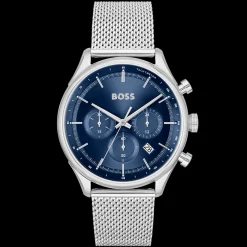 Relogio Gregor Cronografo Azul Aco Milanesa-Boss Watches Shop