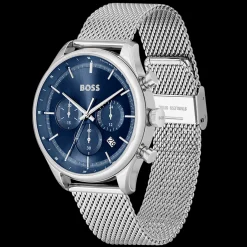 Relogio Gregor Cronografo Azul Aco Milanesa-Boss Watches Shop