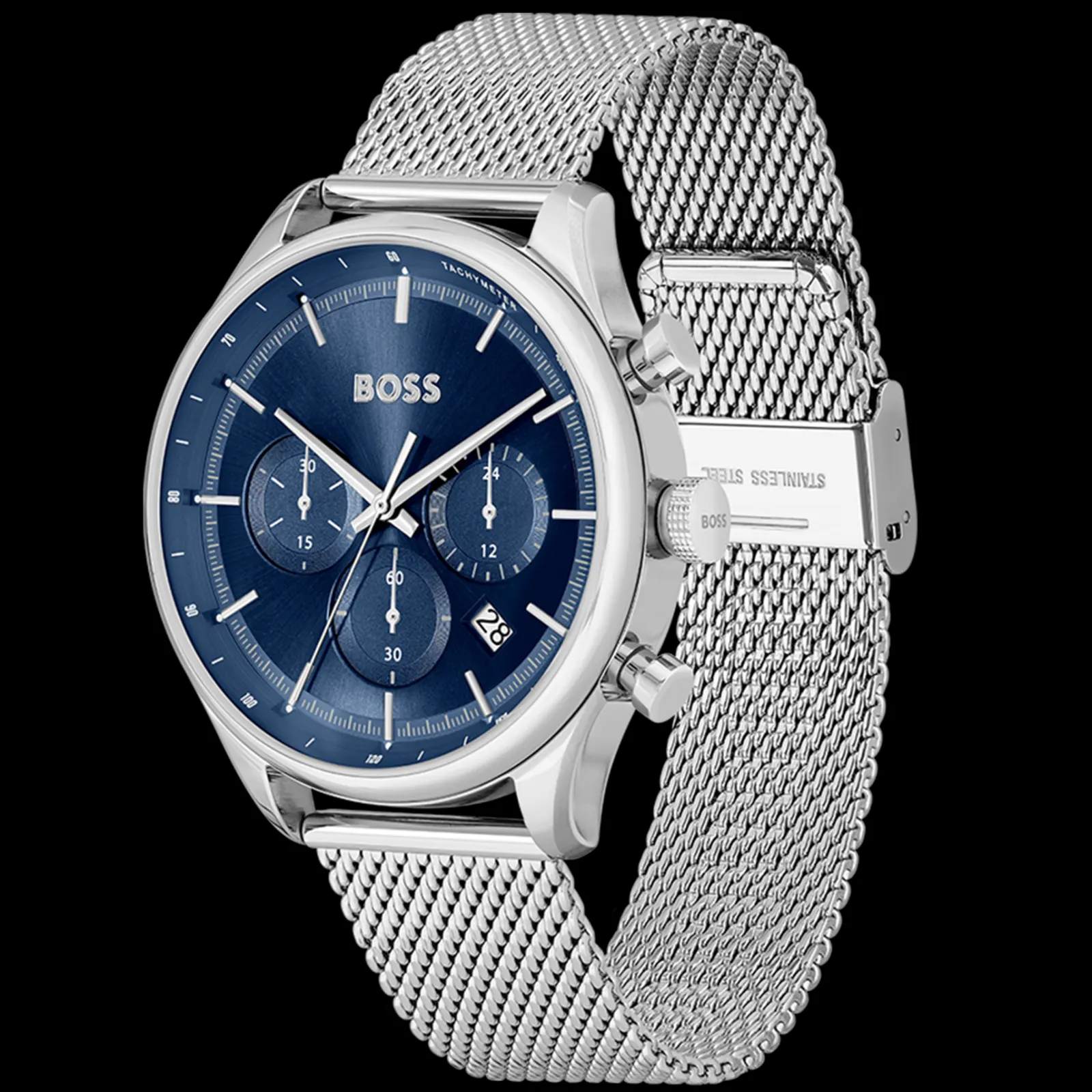 Relogio Gregor Cronografo Azul Aco Milanesa-Boss Watches Shop