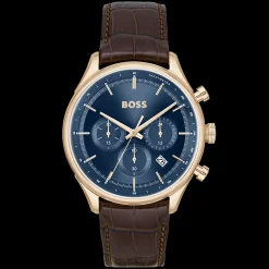 Relogio Gregor Cronografo Azul Dour Rosa E Pele-Boss Watches Discount