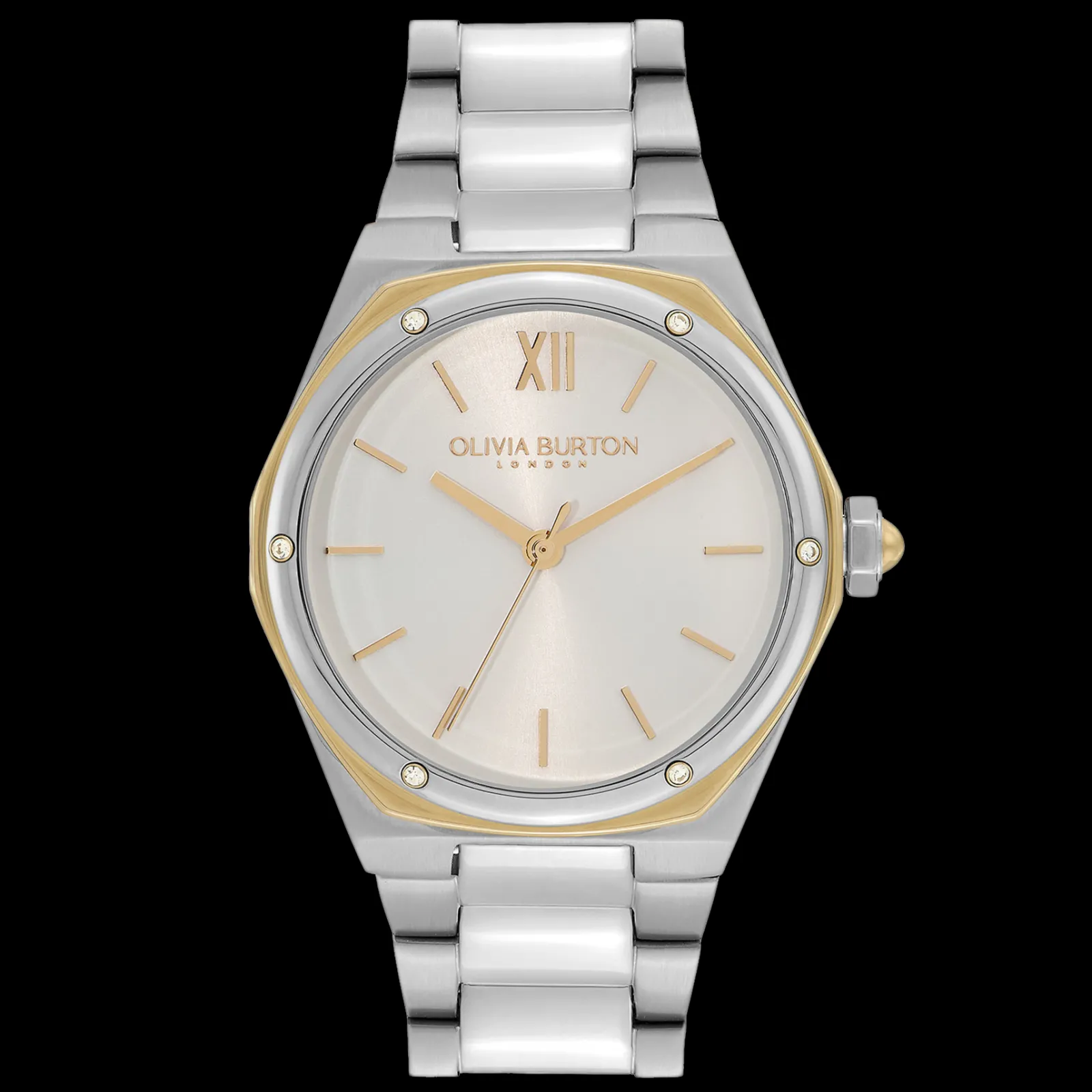 Relogio Hexa Aco Bicolor E Cristais-Olivia Burton New