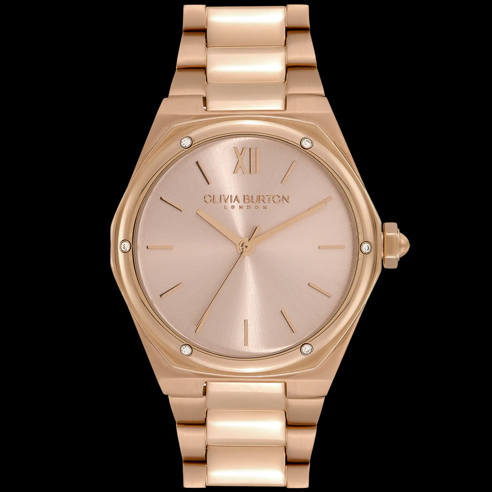 Relogio Hexa Rosa Aco Ip Dourado Rosa E Cristais-Olivia Burton Outlet