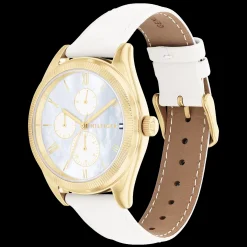 Relogio Madreperola Aco Dourado Pele Branca-Tommy Hilfiger Watches Cheap