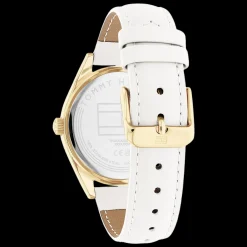 Relogio Madreperola Aco Dourado Pele Branca-Tommy Hilfiger Watches Cheap