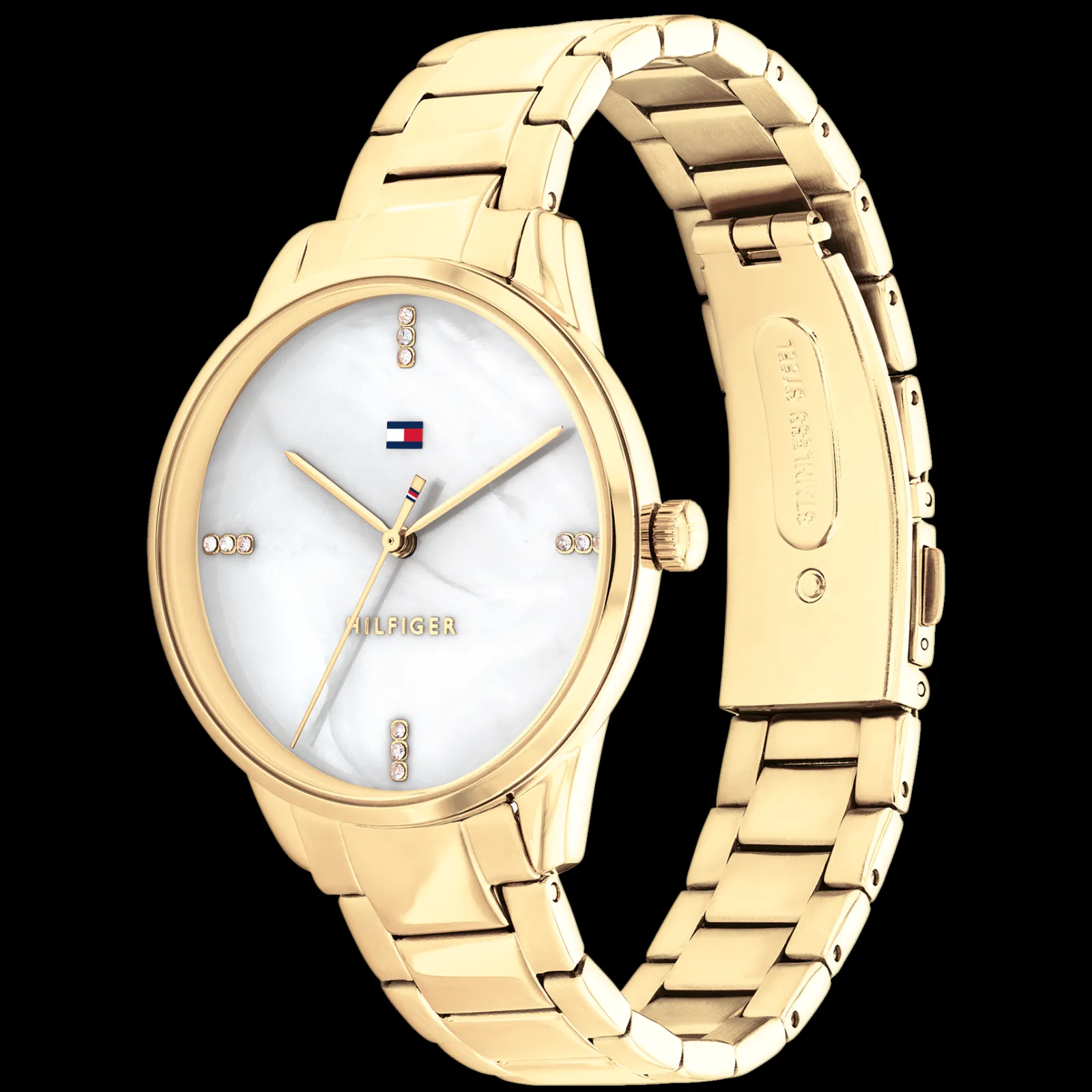 Relogio Madreperola Com Cristais E Aco Ip Dourad-Tommy Hilfiger Watches Outlet