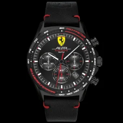 Relogio Pilota Evo Cronografo Pele Preta-Scuderia Ferrari Outlet