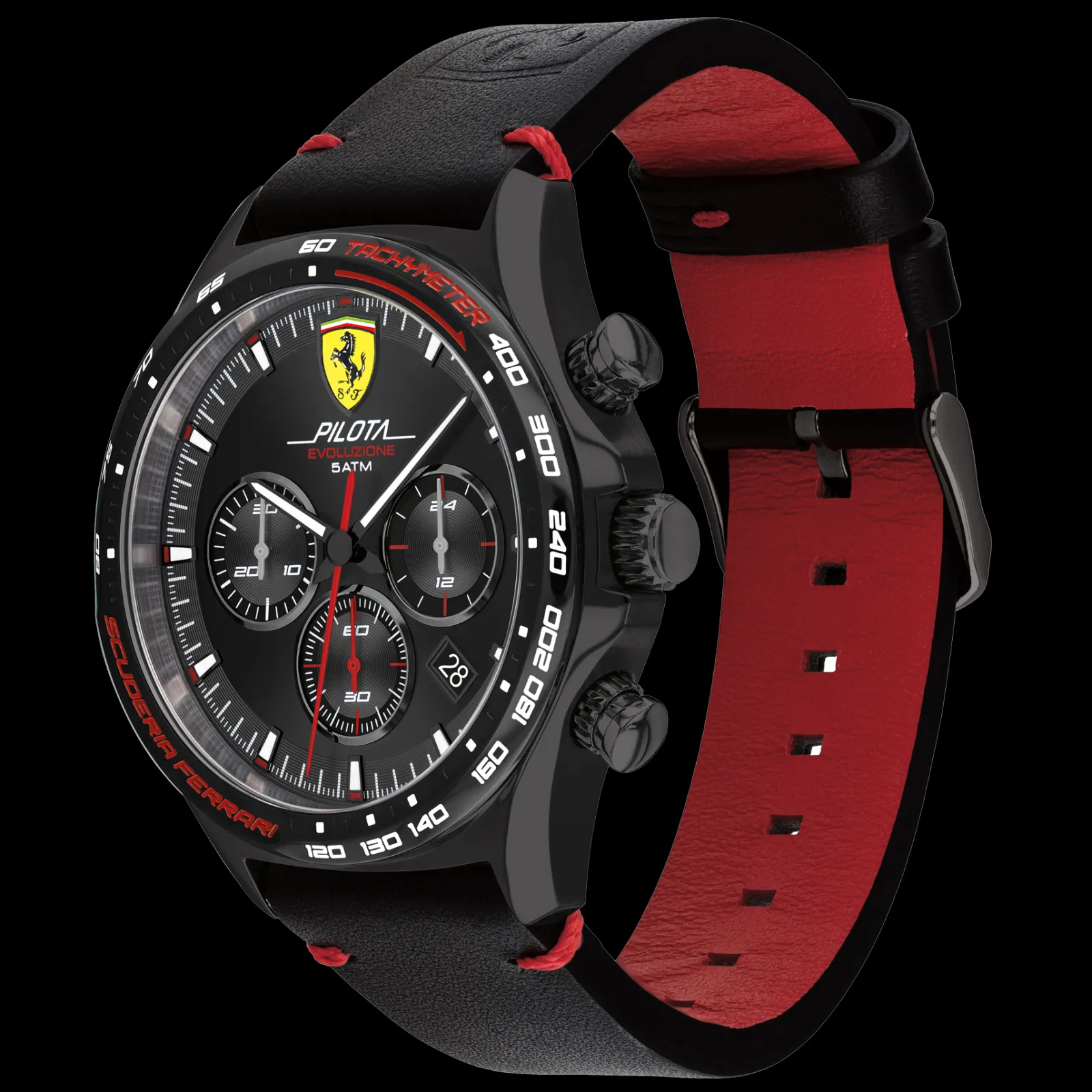Relogio Pilota Evo Cronografo Pele Preta-Scuderia Ferrari Outlet